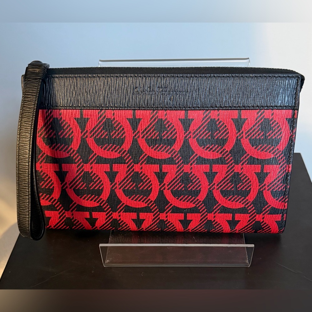 Salvatore Ferragamo Embossed Gancini Leather Wristlet